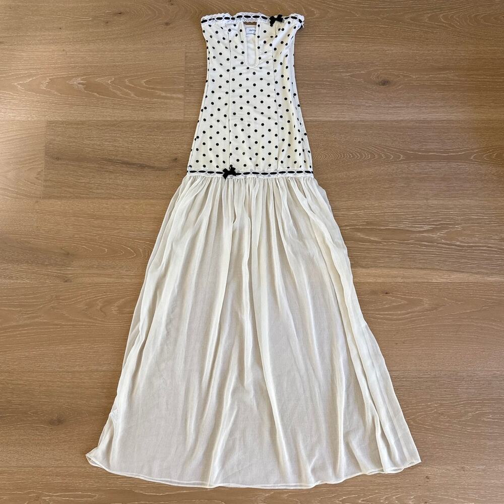 Outcast Giana Polka Dot Maxi Dress Size XXS in Cream Black